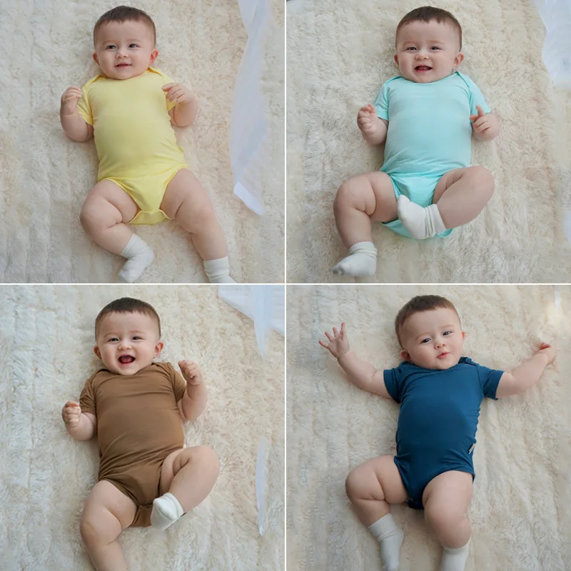 Summer Baby Rompers Shorts Sleeve Solid Color Bamboo Fiber Sleepwear Boys Girls Jumpsuits Kids Toddler Climbing Clothes Bodysuit
Summer Baby Rompers Shorts Sleeve Solid Color Bamboo Fiber Sleepwear Boys Girls Jumpsuits Kids Toddler Climbing Clothes Bodysuit