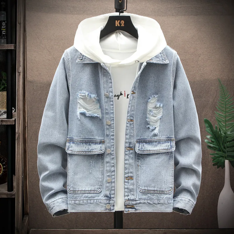 6colors 2022 Fashion Mens Denim Jackets Slim Fit Mens Jeans Jacket Cotton Outwear Coat Long Sleeve Hole Male Clothing Size S-3XL
6colors 2022 Fashion Mens Denim Jackets Slim Fit Mens Jeans Jacket Cotton Outwear Coat Long Sleeve Hole Male Clothing Size S-3XL
