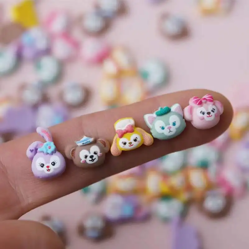 

100PCS 1-2cm Cartoon star Dalu Shirley Mei Duffy bear Tony cat nail enhancement material DIY cream glue mobile phone case resin