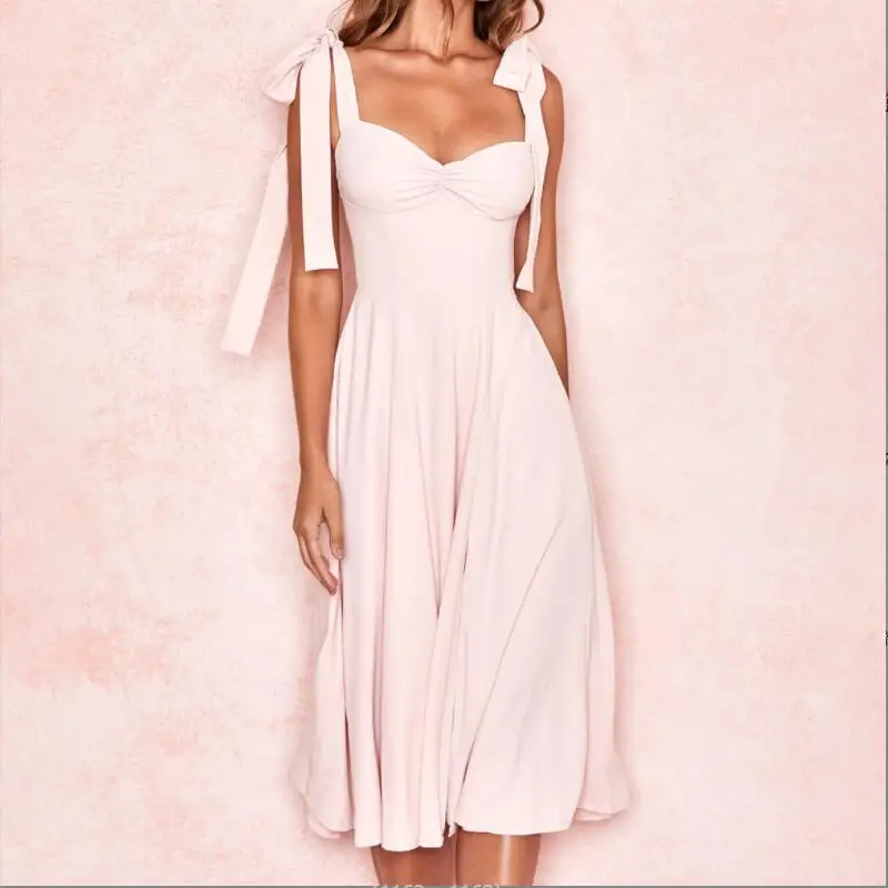 Summer Women's Dress Fashion Suspender French Holiday Party Dress Slim Back Low Neck Sexy Suspender Belt Dresses p353
Summer Women's Dress Fashion Suspender French Holiday Party Dress Slim Back Low Neck Sexy Suspender Belt Dresses p353