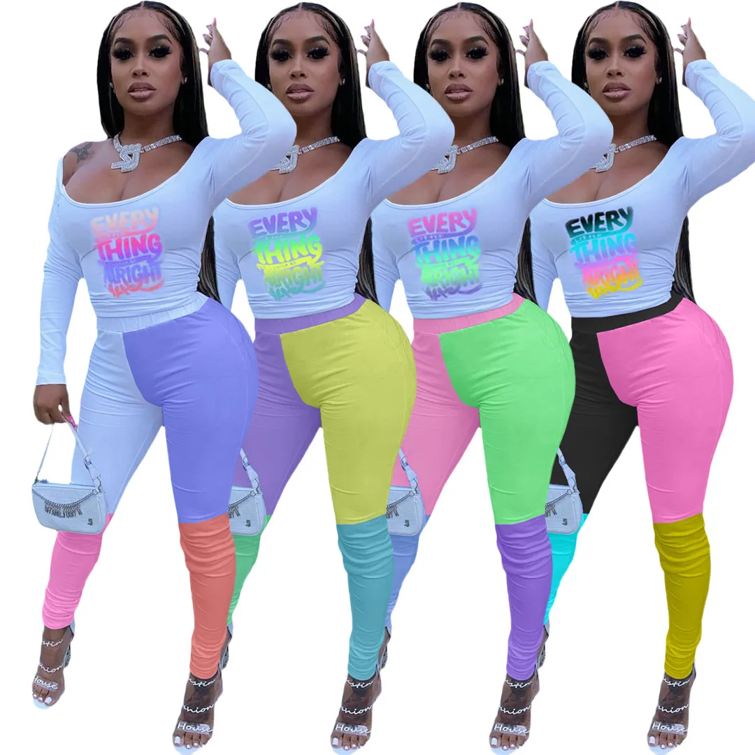 Autumn Two Piece Set Women Fashion Letter Printing Long-sleeved Tshirt Color Matching Trousers Suit Women Casual Two Piece Suit
Autumn Two Piece Set Women Fashion Letter Printing Long-sleeved Tshirt Color Matching Trousers Suit Women Casual Two Piece Suit