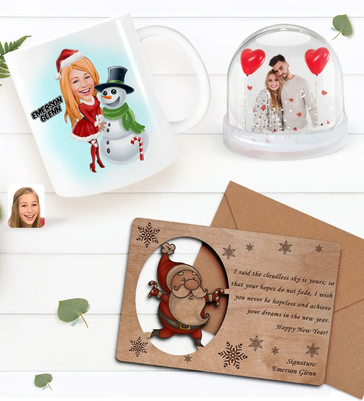 Персонализированная фотография снежный шар и новогодняя кружка и ретро Деревянная Рождественская открытка подарок
Персонализированная фотография снежный шар и новогодняя кружка и ретро Деревянная Рождественская открытка подарок
