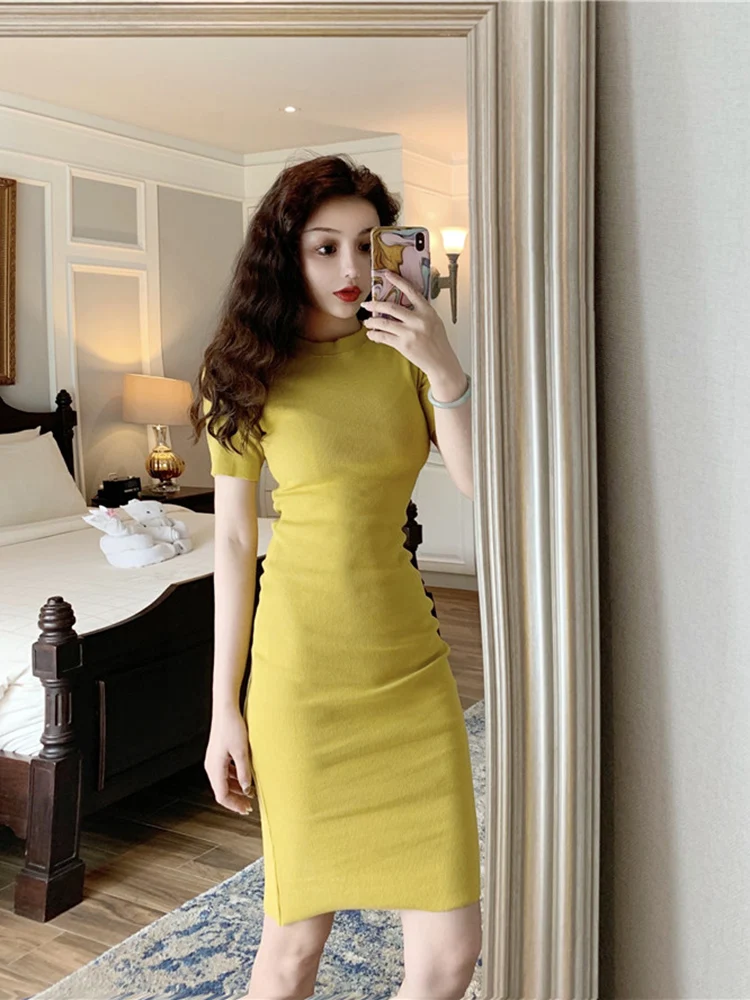 Женское трикотажное платье Вечерние круглым вырезом и коротким рукавом, элегантный вечерний Модный женский летний сарафан в Корейском сти...
Женское трикотажное платье Вечерние круглым вырезом и коротким рукавом, элегантный вечерний Модный женский летний сарафан в Корейском сти...