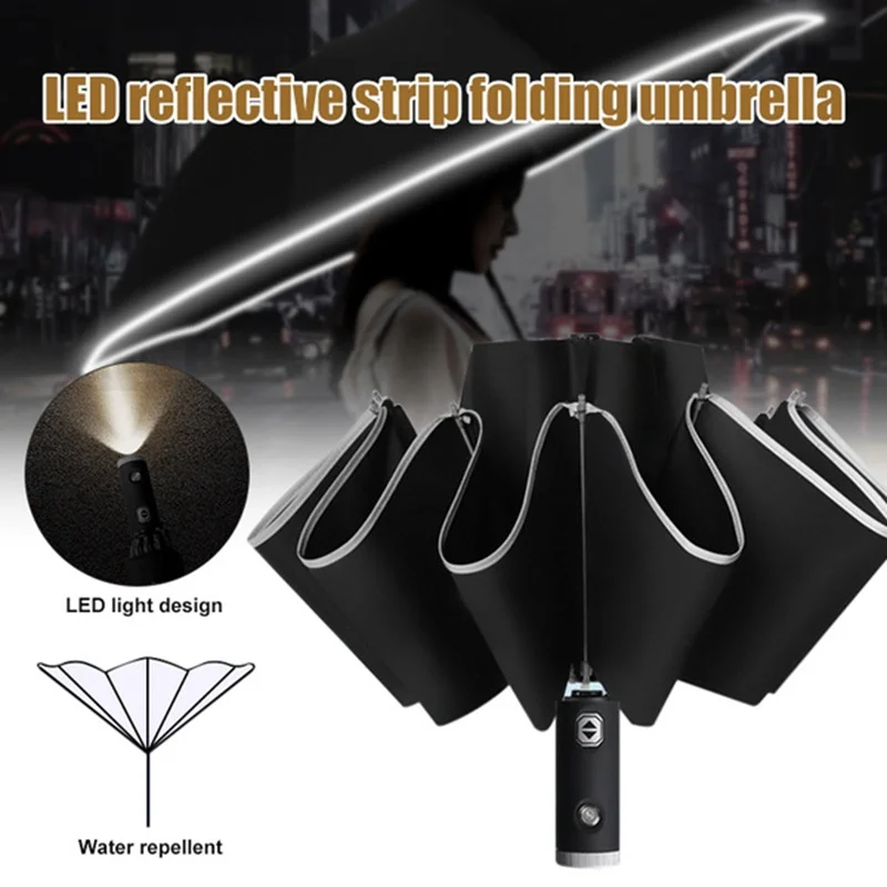 Automatic Reverse Umbrella Led Luminous Windproof 3 Folding Business Strong Umbrella Rain Men Car High Quality Parasol
Automatic Reverse Umbrella Led Luminous Windproof 3 Folding Business Strong Umbrella Rain Men Car High Quality Parasol