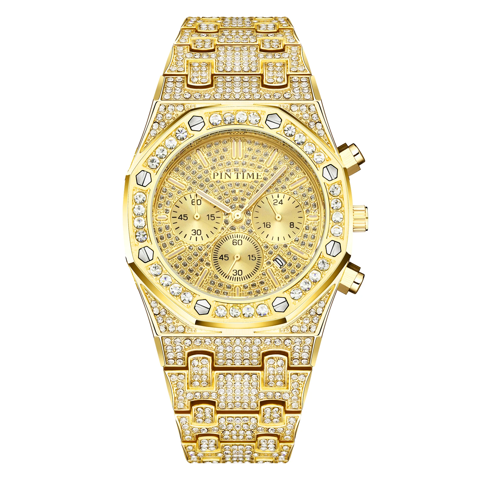 PINTIME Quartz Watch Male Wristwatch Clock Men Luxury Full Diamond Hip Hop Sliver Gold Golden Body Rhinestone Iced Out Watches
PINTIME Quartz Watch Male Wristwatch Clock Men Luxury Full Diamond Hip Hop Sliver Gold Golden Body Rhinestone Iced Out Watches