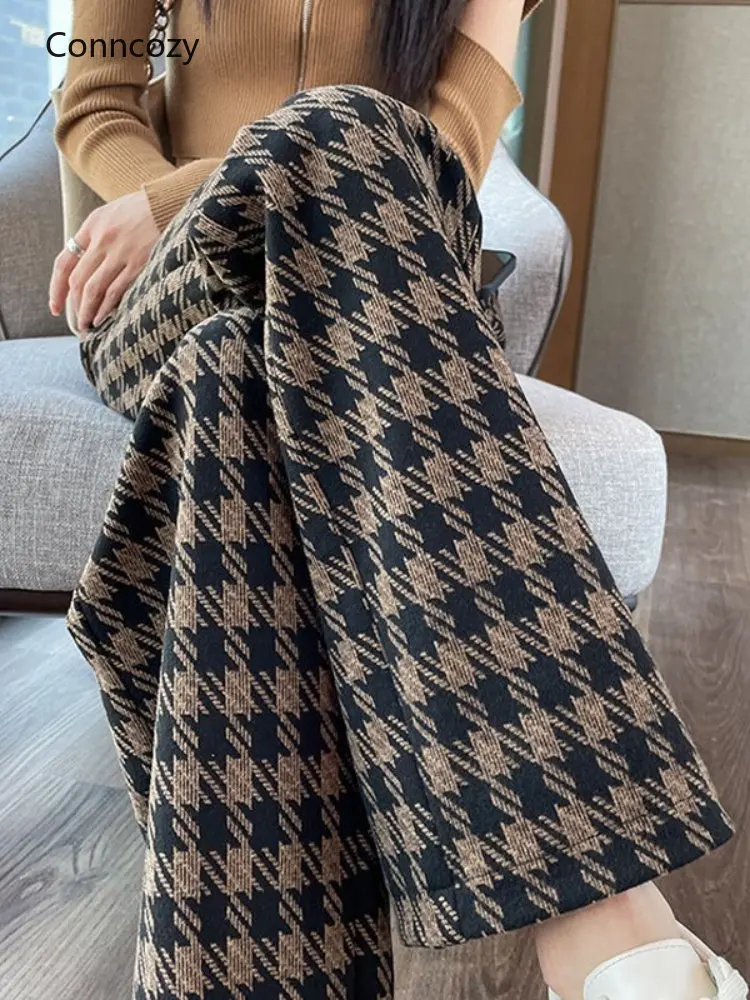 Thick Woolen Wide-leg Pants Women's Autumn Winter High Waist Sagging Loose Coffee Plaid Casual Thick Straight Pants Women 2023
Thick Woolen Wide-leg Pants Women's Autumn Winter High Waist Sagging Loose Coffee Plaid Casual Thick Straight Pants Women 2023