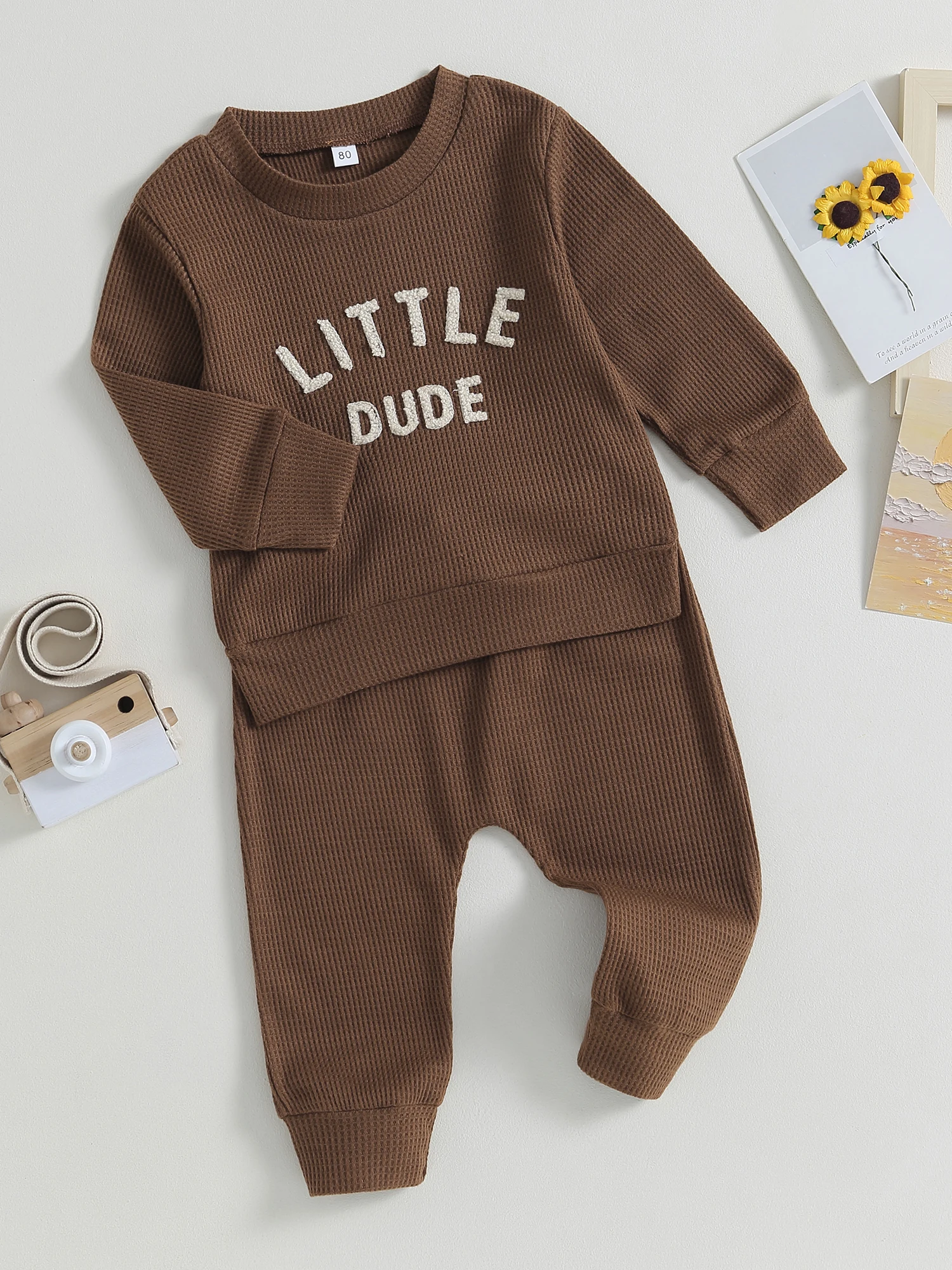 2-Piece Waffle Letter Print Sweatshirt and Pant Set for Baby Boys - Long Sleeve Crewneck Pullover and Sweatsuit Outfit for
2-Piece Waffle Letter Print Sweatshirt and Pant Set for Baby Boys - Long Sleeve Crewneck Pullover and Sweatsuit Outfit for