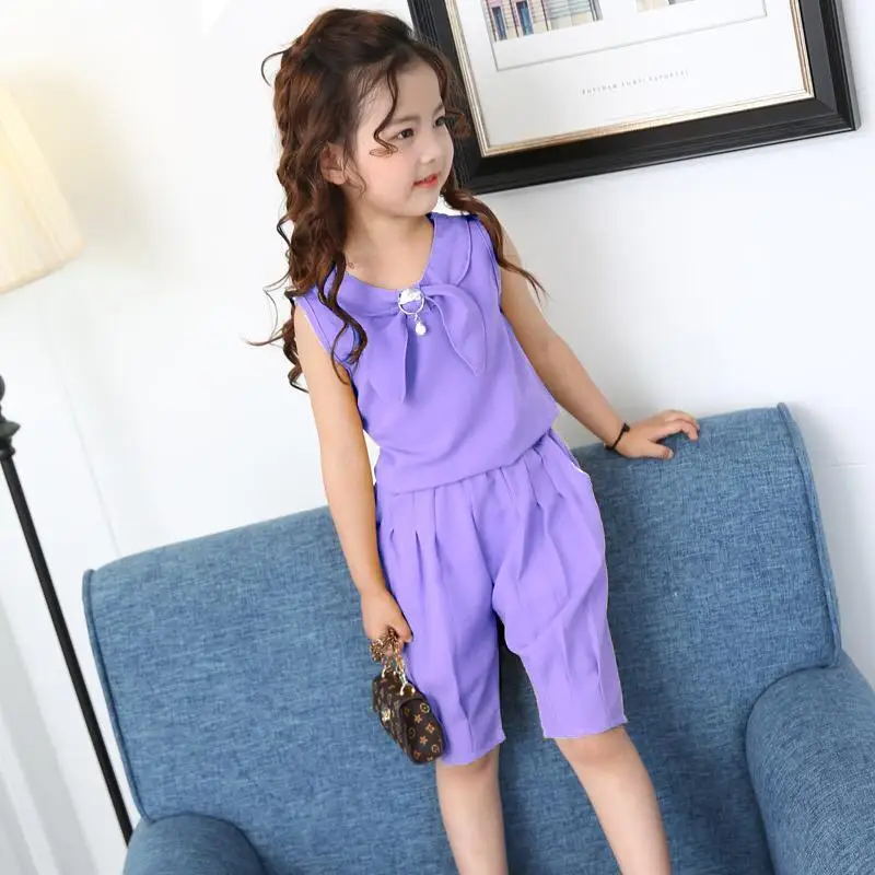 New Summer Kids Girl Outfit 2Pcs Set Children Casual Sleeveless Tops +Trousers Students Tracksuit Fashion Boutique Girls Clothes
New Summer Kids Girl Outfit 2Pcs Set Children Casual Sleeveless Tops +Trousers Students Tracksuit Fashion Boutique Girls Clothes