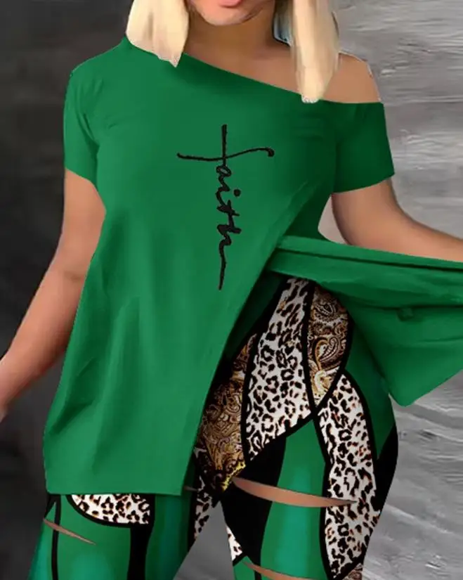 Plus Size Faith Baroque Leopard Print Split Hem Top&pants Set 2023 Summer New Casual Fashion Loose Commuter Two Piece Set
Plus Size Faith Baroque Leopard Print Split Hem Top&pants Set 2023 Summer New Casual Fashion Loose Commuter Two Piece Set