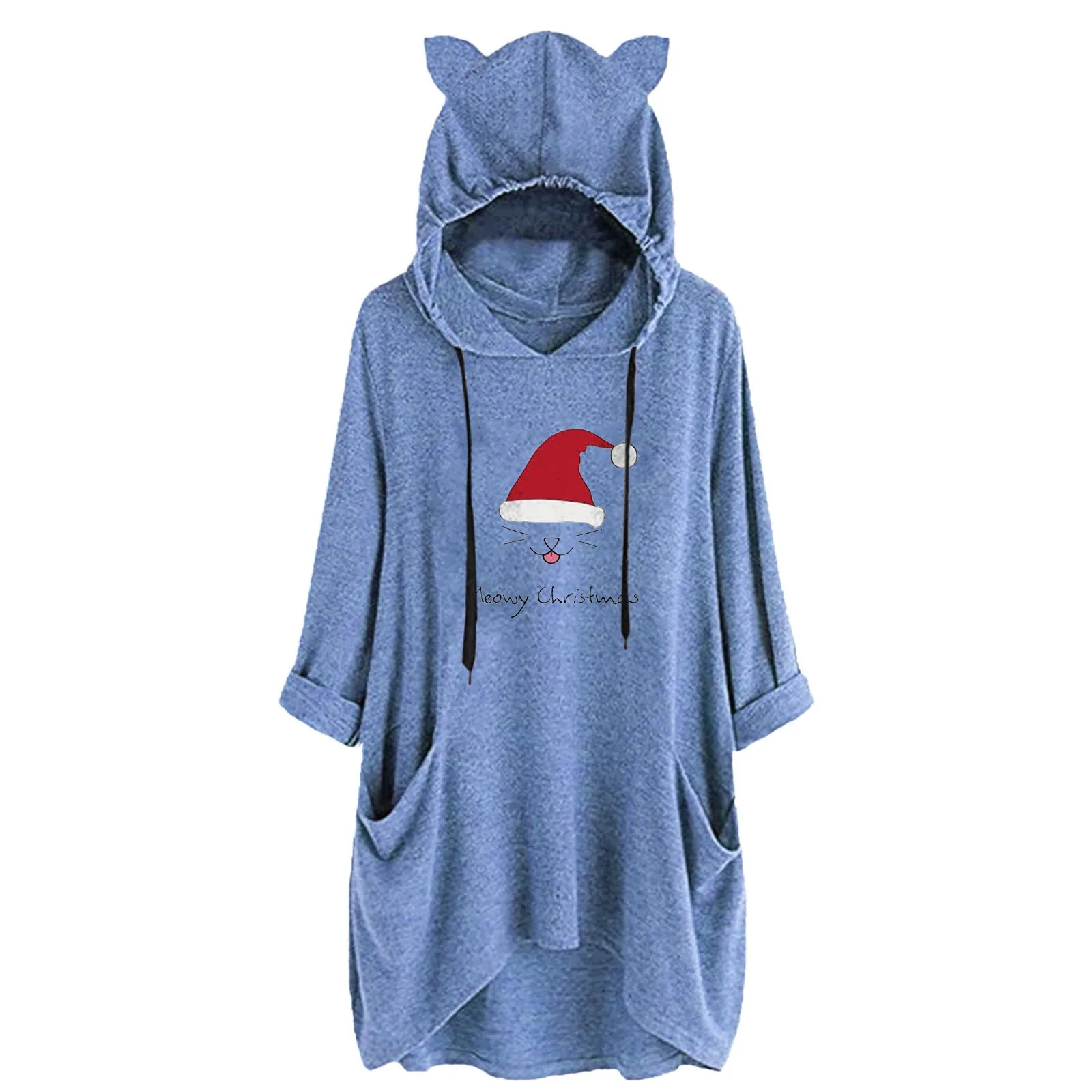 Fashion Hoodies Women Casual Christmas Print Cat Ear Hooded Long Sleeves Irregular Top Blouse Oversized Hoodie Moleton Feminina
Fashion Hoodies Women Casual Christmas Print Cat Ear Hooded Long Sleeves Irregular Top Blouse Oversized Hoodie Moleton Feminina