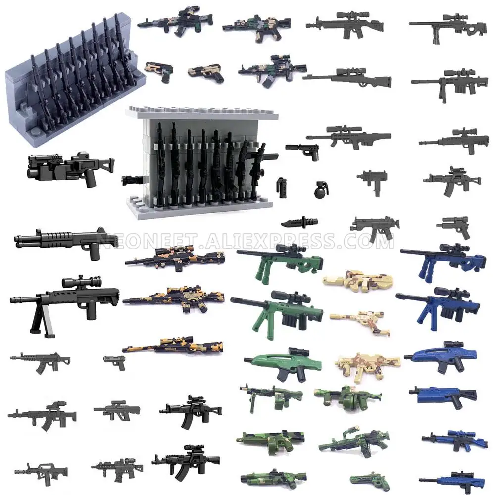 

Military WW2 Weapon Guns MOC SWAT City Playmobil Mini Action Figures Army Police Team German 98K Parts Building Bricks Kids Toys