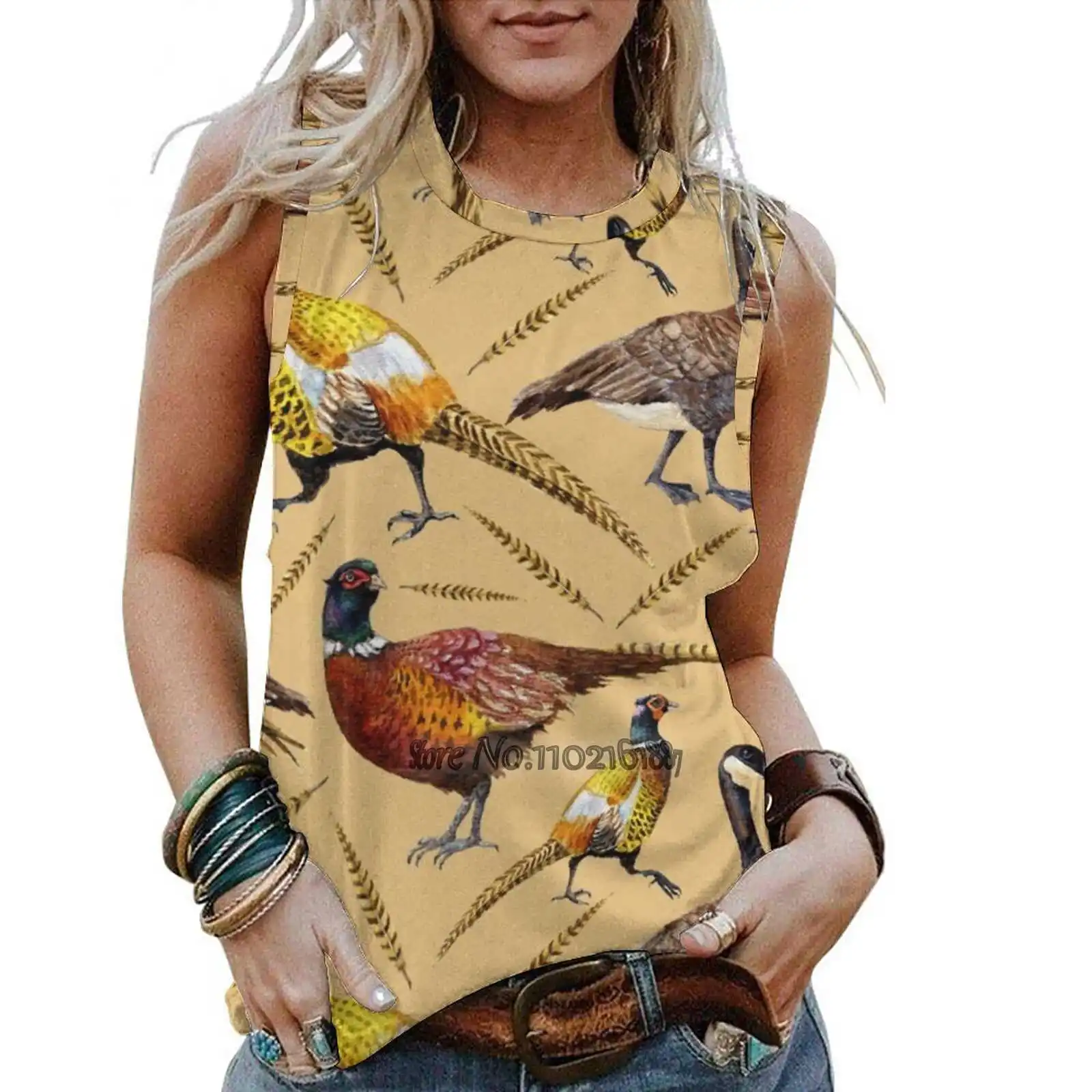 Винтажная летняя элегантная майка коричневого, оранжевого цветов с рисунком фазана и птиц, рубашка без рукавов с круглым вырезом, повседнев...
Винтажная летняя элегантная майка коричневого, оранжевого цветов с рисунком фазана и птиц, рубашка без рукавов с круглым вырезом, повседнев...