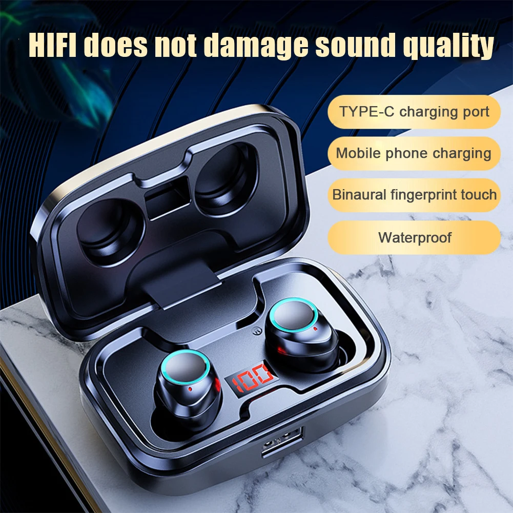 

X10 TWS Wireless Bluetooth Headset HIFI Stereo Sports Waterproof Noise Reduction Fingerprint Touch Earphone with Charging Box