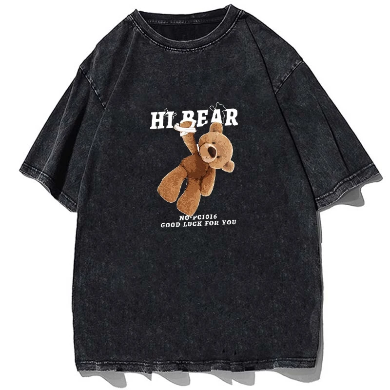 Loose Short Sleeve T-shirt Women Summer Casual Man Clothes 2023 New Washed Vintage 100% Cotton T Shirt Top Bear Print Tshirt
Loose Short Sleeve T-shirt Women Summer Casual Man Clothes 2023 New Washed Vintage 100% Cotton T Shirt Top Bear Print Tshirt