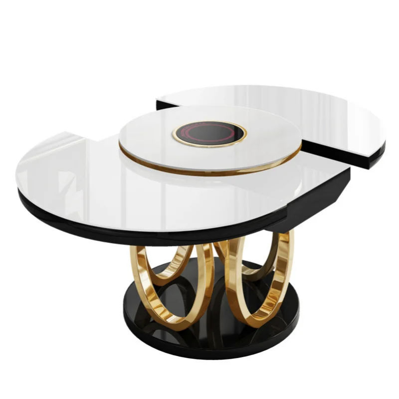 Round table furniture with turntable telescopic rotary family dining table and chair combination
Round table furniture with turntable telescopic rotary family dining table and chair combination