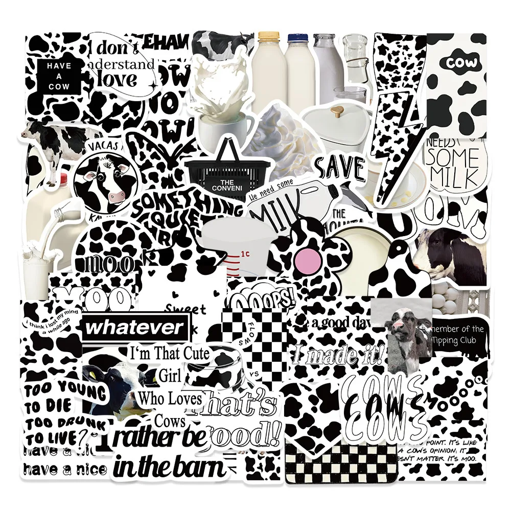 65PCS Cartoon Ins Black and White Cow Milk Stickers Decorative Mobile Phone Case Refrigerator Suitcase Waterproof Stickers
65PCS Cartoon Ins Black and White Cow Milk Stickers Decorative Mobile Phone Case Refrigerator Suitcase Waterproof Stickers