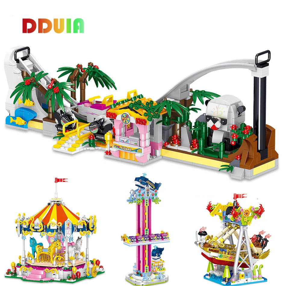 Mini Amusement Park Small Particles Assembled Building Blocks City Street View Architecture Carousel Roller Coaster Model Gift
Mini Amusement Park Small Particles Assembled Building Blocks City Street View Architecture Carousel Roller Coaster Model Gift