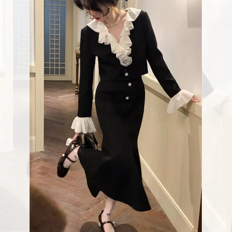 Elegant Chic Midi Fishtail 2 Piece Set Dresses Women Solid Fairy Long Sleeve Party Evening Korean Fashion Style Casual Dress New
Elegant Chic Midi Fishtail 2 Piece Set Dresses Women Solid Fairy Long Sleeve Party Evening Korean Fashion Style Casual Dress New