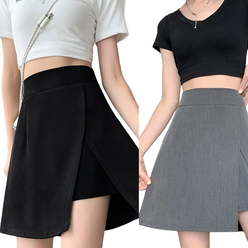 Women Summer High Waist A-Line Split Front Asymmetrical Mini Suit Skirt with Inner Shorts Zip Back Flared Hem Casual Slim Office
Women Summer High Waist A-Line Split Front Asymmetrical Mini Suit Skirt with Inner Shorts Zip Back Flared Hem Casual Slim Office