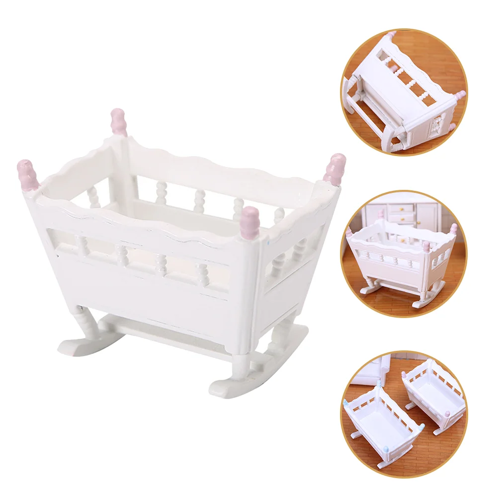 

Mini Cradle House Furniture Crib Cradles Beds Dollhouse Model Miniature Adornment Baby