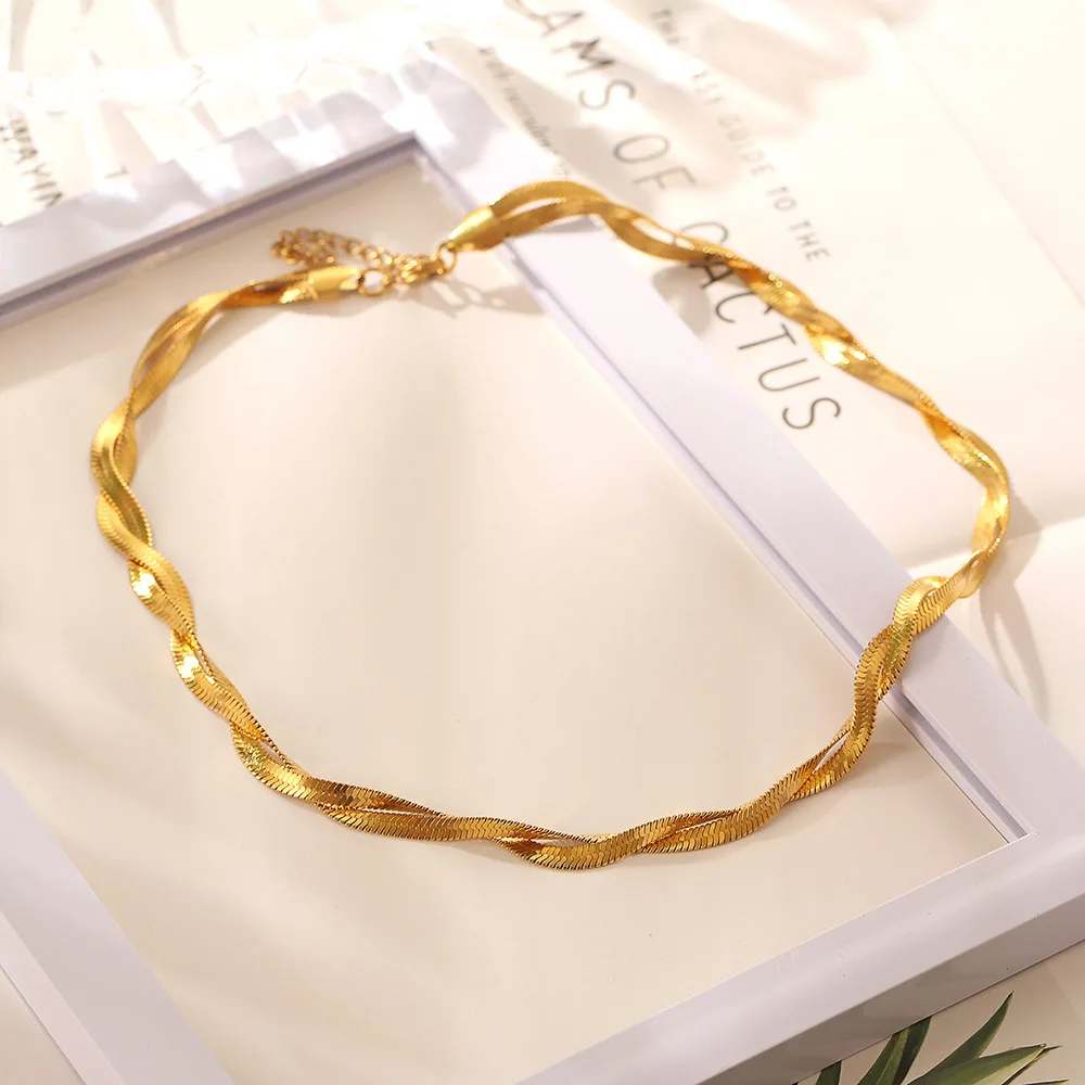 Stainless Steel Fashion Delicate Women Gold Twist Snake Chain Necklace Jewelry Best Valentine's Day Gift
Stainless Steel Fashion Delicate Women Gold Twist Snake Chain Necklace Jewelry Best Valentine's Day Gift