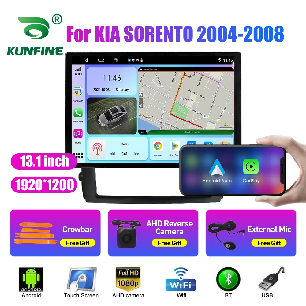 

Автомобильный радиоприемник 13,1 дюйма для KIA SORENTO 2004-2008, автомобильный DVD GPS-навигатор, стерео Carplay, 2 Din, Центральный Мультимедиа, Android авто