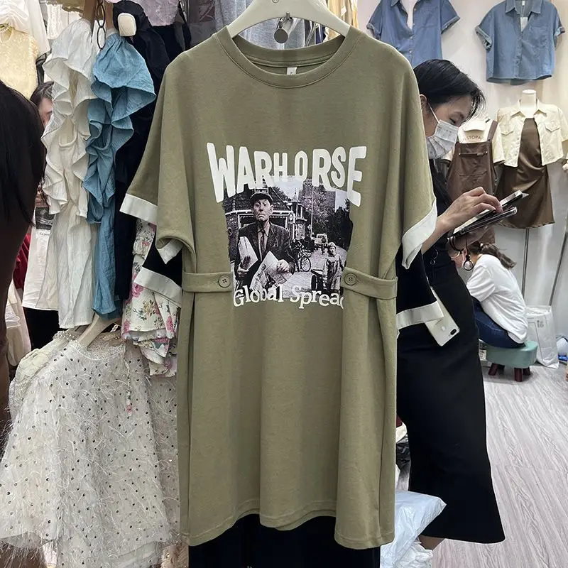 Women Oversized Short Sleeve Tunics Summer Casual Printed Chic Large Size Loose Street Fashion Tees Female Pullovers
Women Oversized Short Sleeve Tunics Summer Casual Printed Chic Large Size Loose Street Fashion Tees Female Pullovers