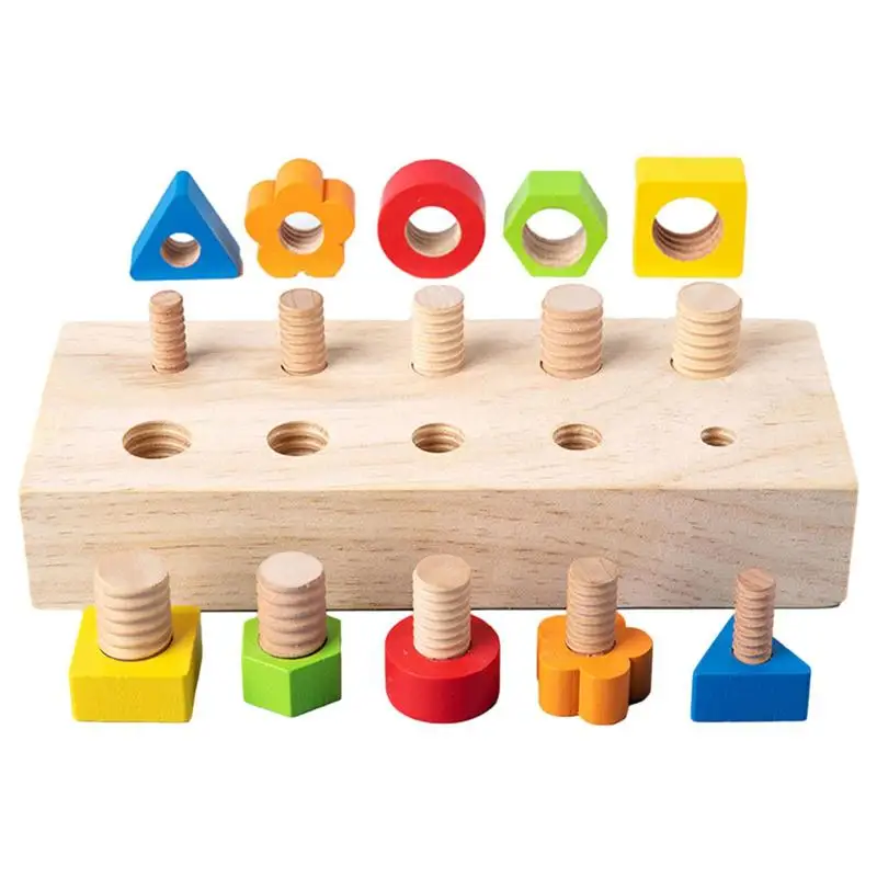 

Wooden Screw Nut Assembling Building Blocks Solid Wood Screw Nut Hands-On Teaching Aid Early Educational Toy For Children