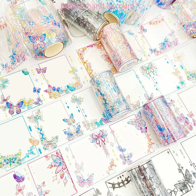 

Butterfly Frame Hand Account Tape High-value Ins Color Butterfly Material Diy Sticker Small Card Decoration Star Card Making