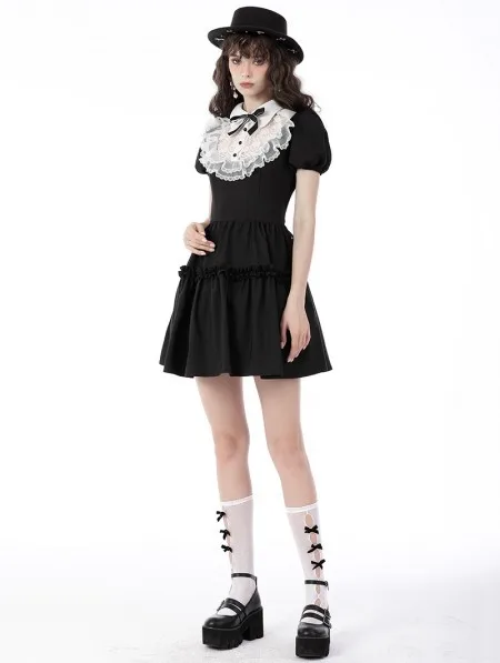 Rosetic New Goth Lolita Slim Women Dress Short Sleeve Pullover Lapel Gothic Style Sexy Ladies Dress For Spring Summer 2023
Rosetic New Goth Lolita Slim Women Dress Short Sleeve Pullover Lapel Gothic Style Sexy Ladies Dress For Spring Summer 2023