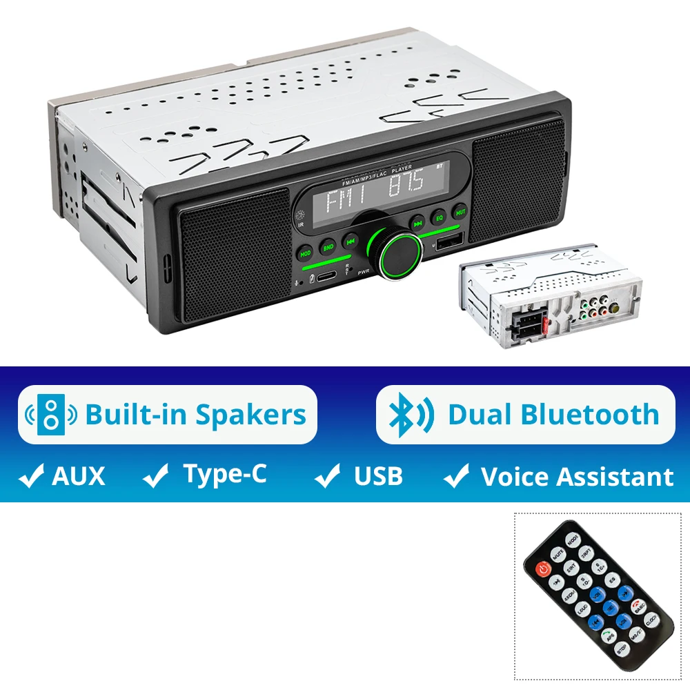 Автомобильная магнитола 1Din, MP3-плеер, стереосистема, двойной Bluetooth, встроенный динамик, FM/AM/RDS, AUX-вход, USB, эквалайзер, зарядка Type-C, универсальная
Автомобильная магнитола 1Din, MP3-плеер, стереосистема, двойной Bluetooth, встроенный динамик, FM/AM/RDS, AUX-вход, USB, эквалайзер, зарядка Type-C, универсальная