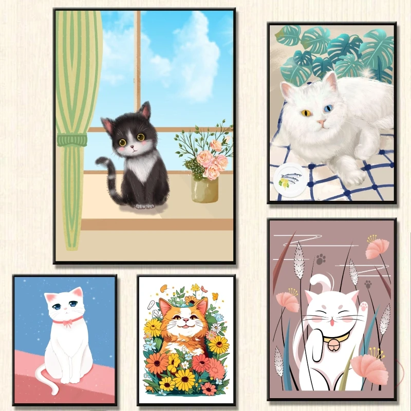 Canvas Artwork Painting Cute white Cat Wall Stickers Modern Living Room Gifts Modular Prints Cartoon Character Picture
Canvas Artwork Painting Cute white Cat Wall Stickers Modern Living Room Gifts Modular Prints Cartoon Character Picture