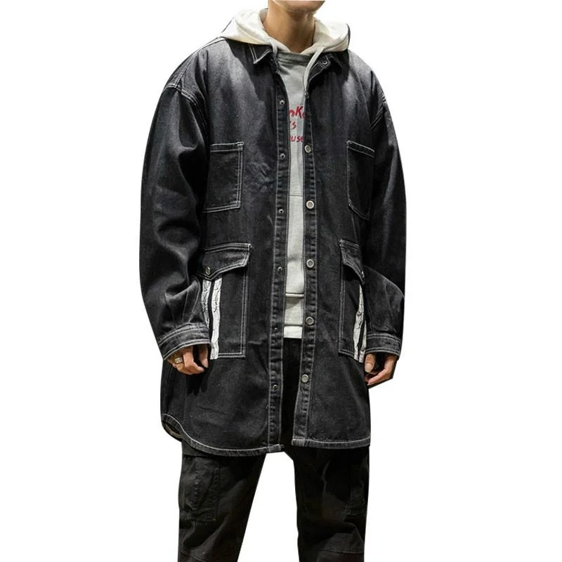 Men's Jackets Men Long Black Denim Jacket Streetwear Hip Hop Fashion Printing Male Cowboy Windbreaker Casual Loose Coat Jeans
Men's Jackets Men Long Black Denim Jacket Streetwear Hip Hop Fashion Printing Male Cowboy Windbreaker Casual Loose Coat Jeans