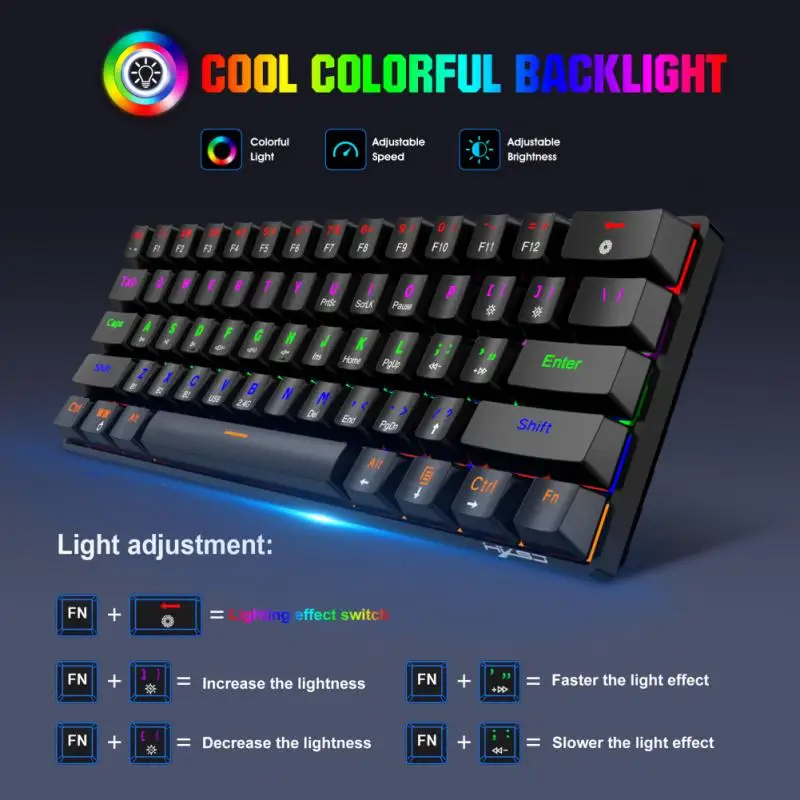 Universal Rgb Wireless Keyboard 61 Keys Wireless Gaming Keyboard Mechanical Keyboard Computer Accessories Universal 2.4g Usb
Universal Rgb Wireless Keyboard 61 Keys Wireless Gaming Keyboard Mechanical Keyboard Computer Accessories Universal 2.4g Usb