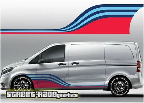 

For x2 Mercedes Vito Martini 005 side racing stripes vinyl graphics stickers decals