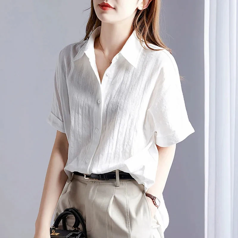 Lucyever White Short Sleeve Blouse for Women Korean Style Cotton Turndown Collar Blouses Mujer 2022 Summer Thin Bottons Shirts
Lucyever White Short Sleeve Blouse for Women Korean Style Cotton Turndown Collar Blouses Mujer 2022 Summer Thin Bottons Shirts