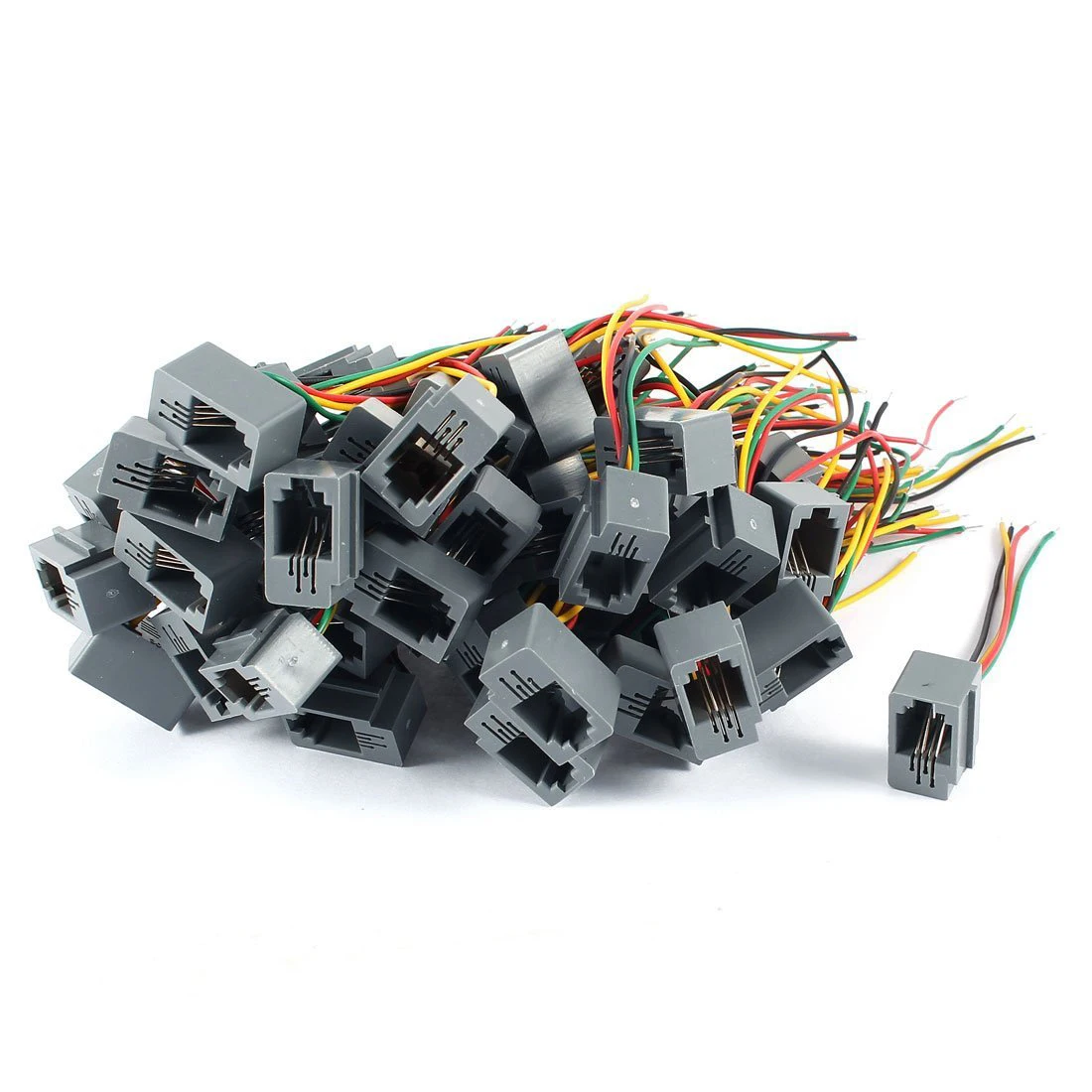 50 Pcs 616E 4P4C RJ9 Female Telephone Connector Adapter w 4 Wires 8cm
50 Pcs 616E 4P4C RJ9 Female Telephone Connector Adapter w 4 Wires 8cm