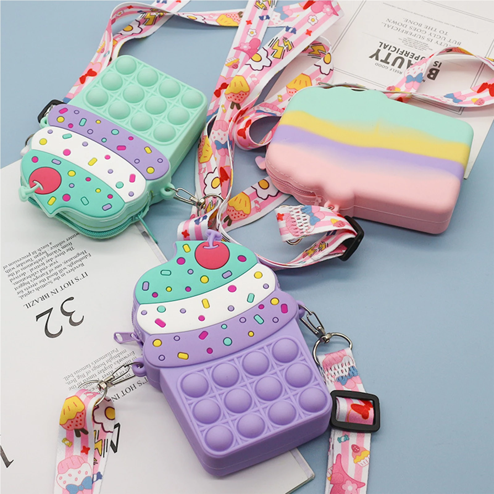 Fidget Toy Coin Purse with Crossbody Strap Ice Cream Push Bubbles Toy Stationery Storage Bag Relieve Stress Wallet Bag for Kids
Fidget Toy Coin Purse with Crossbody Strap Ice Cream Push Bubbles Toy Stationery Storage Bag Relieve Stress Wallet Bag for Kids