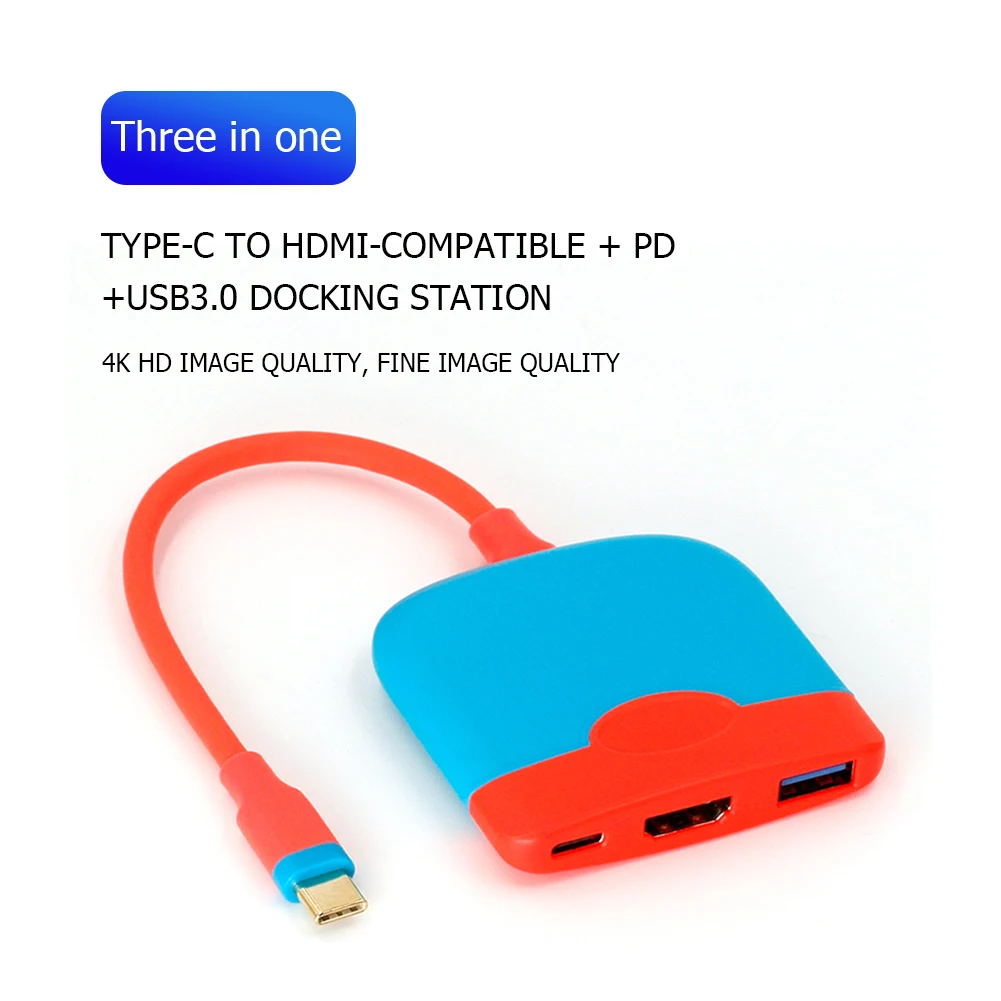 Type-C to HDMI-compatible PD USB 3.0 HUB 3 in 1 4K Video Converter Portable Docking Station TV Adapter Fit for Nintendo Switch
Type-C to HDMI-compatible PD USB 3.0 HUB 3 in 1 4K Video Converter Portable Docking Station TV Adapter Fit for Nintendo Switch