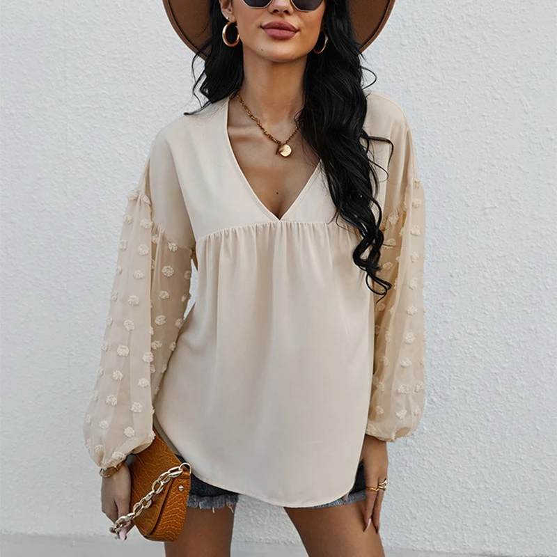 ASDS-Women's Bubble Sleeve Blouses Chiffon Polka Dot Solid Slim V-Collar Long-Sleeve Blouse Office Ladies Elegant Shirts
ASDS-Women's Bubble Sleeve Blouses Chiffon Polka Dot Solid Slim V-Collar Long-Sleeve Blouse Office Ladies Elegant Shirts