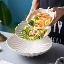 1pc Creative Ceramic Shaped Tableware Household Kitchen Hotel Restaurant Supplies Fruit Salad Western Food Leaf Shaped Bowl