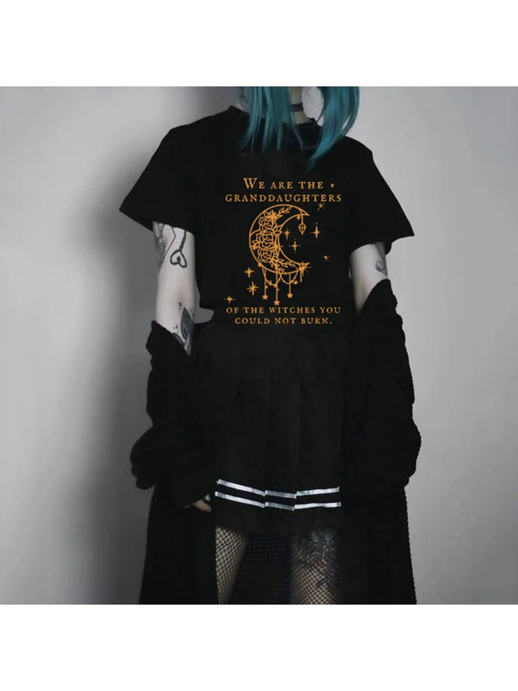 We Are The Granddaughters of The Witches You Could Not Burn Letter Print Women T-shirt Harajuku Aesthetic Yong Girl Tops Clothes
We Are The Granddaughters of The Witches You Could Not Burn Letter Print Women T-shirt Harajuku Aesthetic Yong Girl Tops Clothes