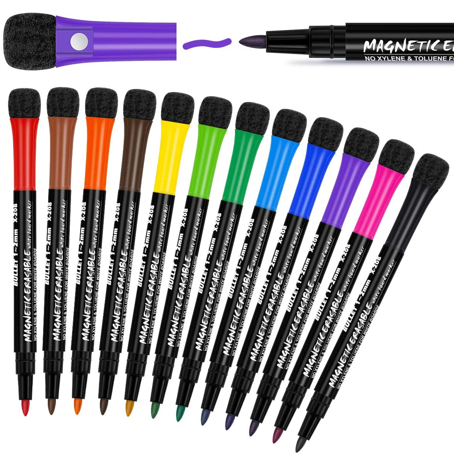 Magnetic Dry Erase Marker Fine Tip 12 Colors White Board Markers For Kids Whiteboard Markers With Eraser Cap Erasable Washable 
Magnetic Dry Erase Marker Fine Tip 12 Colors White Board Markers For Kids Whiteboard Markers With Eraser Cap Erasable Washable