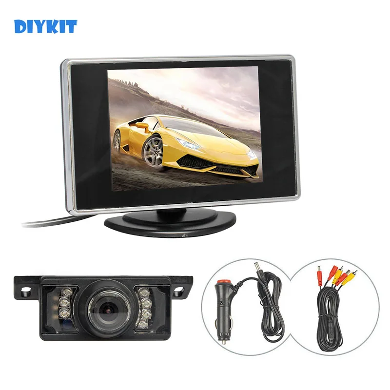 

DIYKIT Wired 3.5 inch TFT LCD Car Monitor IR Night Vision Rear View Car Camera Kit Reversing Camera Parking Assistance System