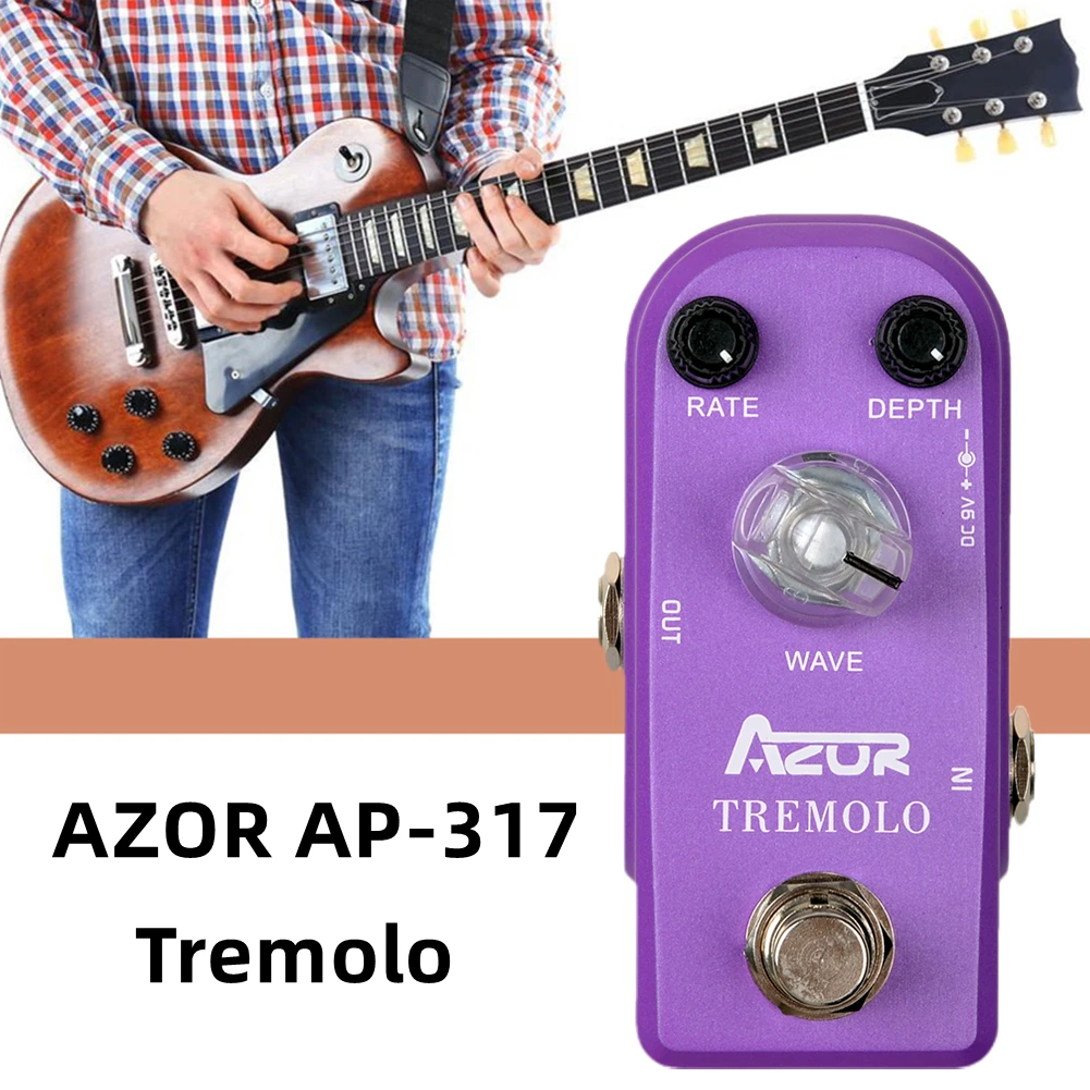 AZOR AP-317 Tremolo Guitar Effect Pedal True Bypass Aluminium Alloy Case Classic Tremolo Effects A Simple Three Knob Control
AZOR AP-317 Tremolo Guitar Effect Pedal True Bypass Aluminium Alloy Case Classic Tremolo Effects A Simple Three Knob Control