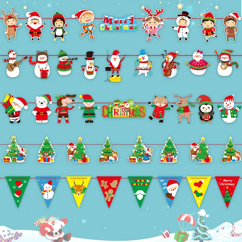 

3m Christmas Banners Flags Santa Claus Banner Snowman Elk Flag Xmas Trees Banners Decor 2022 Merry Christmas Decor for Home