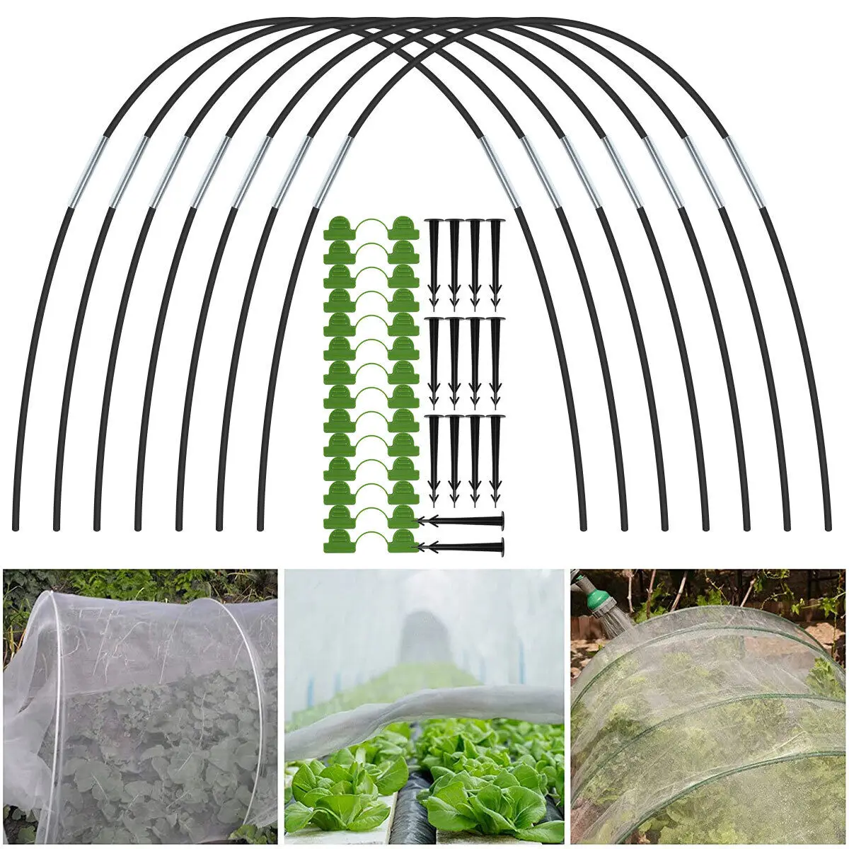 Greenhouse Hoops Grow Tunnel Garden Hoops Kit W/ Spikes Clips Detachable Fiberglass Grow Tunnel Frame Reusable Greenhouse Tunnel
Greenhouse Hoops Grow Tunnel Garden Hoops Kit W/ Spikes Clips Detachable Fiberglass Grow Tunnel Frame Reusable Greenhouse Tunnel