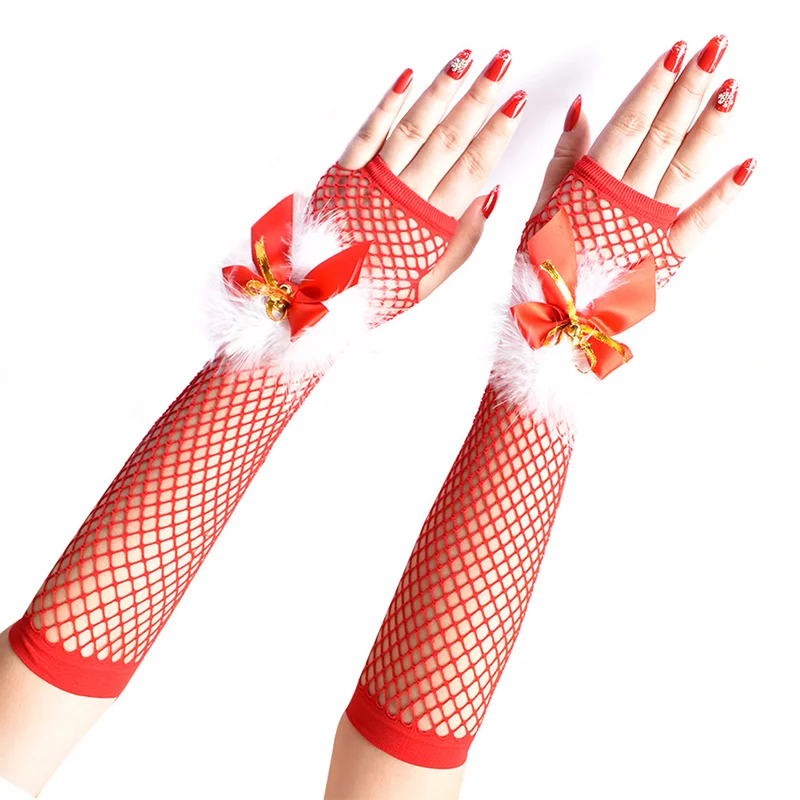 Christmas Party Rave Gloves Sexy Red Fishnet Fingerless Gloves White Feather Bow Bells Santa Claus Role Play Costume Accessories
Christmas Party Rave Gloves Sexy Red Fishnet Fingerless Gloves White Feather Bow Bells Santa Claus Role Play Costume Accessories