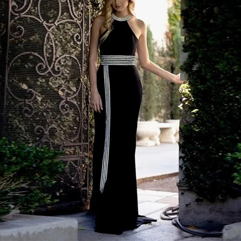 Sexy Sleeveless Backless Party Dress Women Elegant Off Shoulder Color Blocking Super Long Dress Ladies Fashion Halter Slim Dress
Sexy Sleeveless Backless Party Dress Women Elegant Off Shoulder Color Blocking Super Long Dress Ladies Fashion Halter Slim Dress