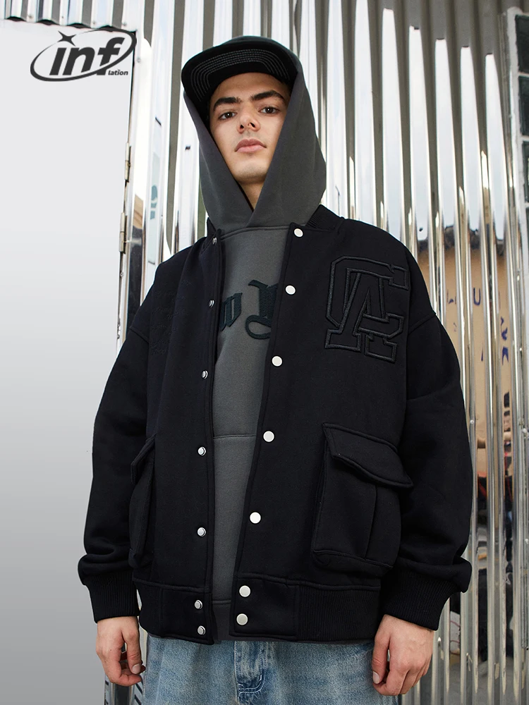 INFATION Vintage Baseball Jacket Men UK Style Fleece Jacket Couple Polar Fleece Lined Bomber Coat
INFATION Vintage Baseball Jacket Men UK Style Fleece Jacket Couple Polar Fleece Lined Bomber Coat